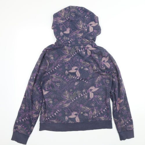 Mantaray Womens Purple Floral Cotton Full Zip Hoodie Size 10 Zip