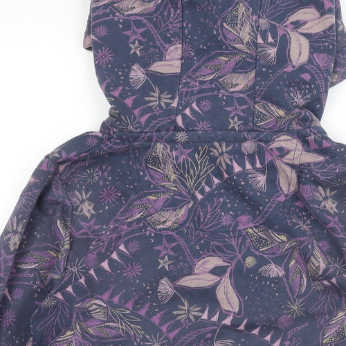 Mantaray Womens Purple Floral Cotton Full Zip Hoodie Size 10 Zip