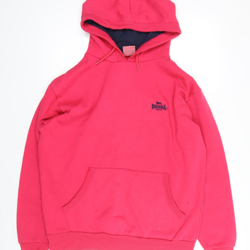 Lonsdale Womens Pink Cotton Pullover Hoodie Size M Pullover