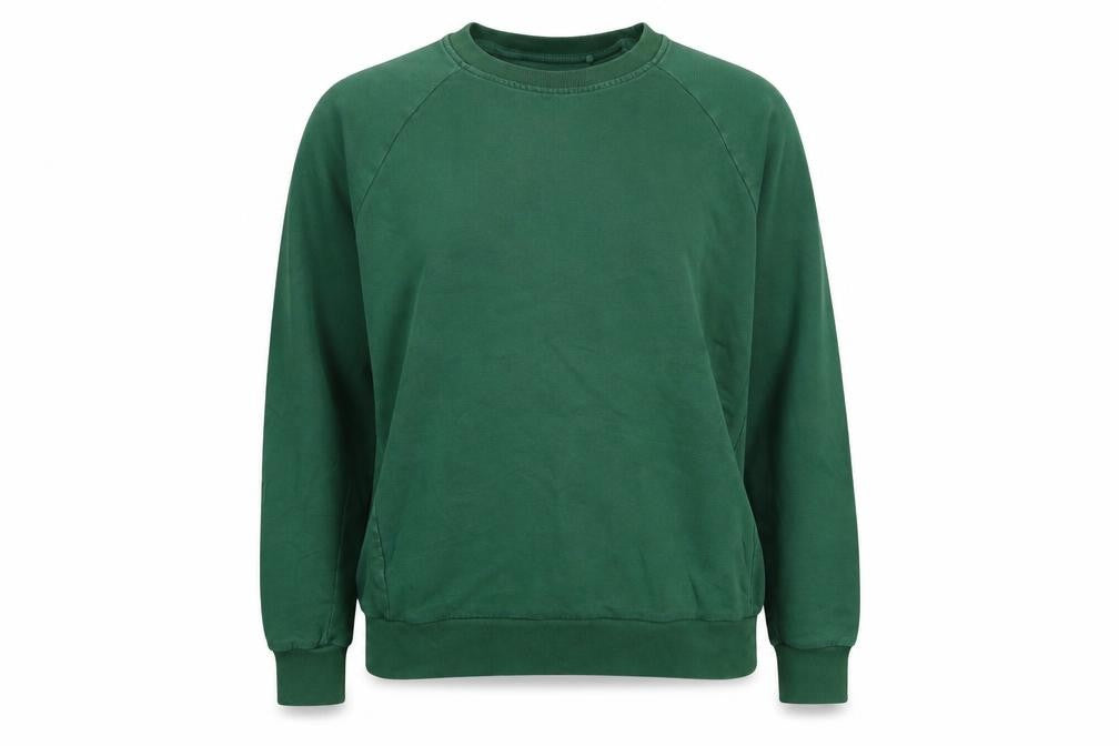 Front view of engelbert strauss women’s green cotton pullover sweatshirt, size L, pullover