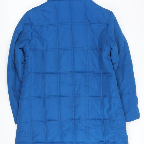 Cotton Traders Womens Blue Quilted Coat Size 14 Zip