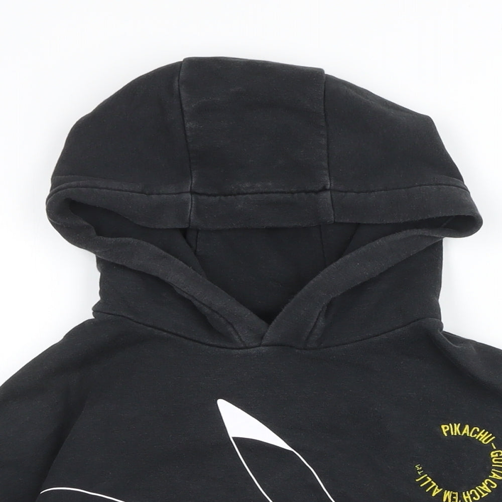 Pokemon Boys Black Cotton Pullover Hoodie Size 10-11 Years Pullover - Pikachu