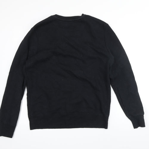 Threadbare Mens Black Cotton Pullover Sweatshirt Size L - Graphic print of man
