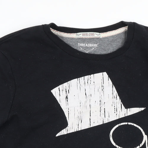 Threadbare Mens Black Cotton Pullover Sweatshirt Size L - Graphic print of man