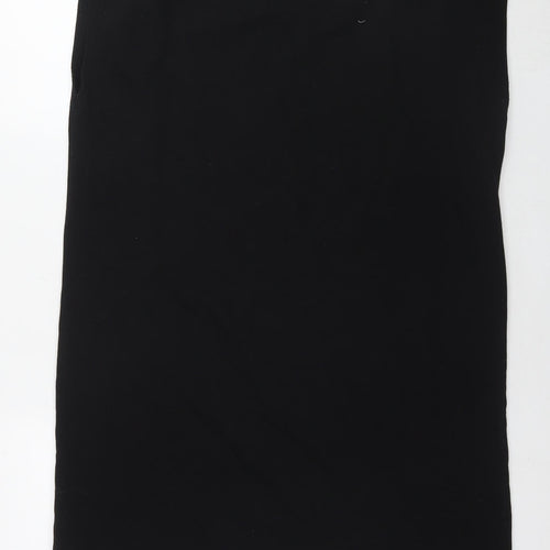 DKNY Womens Black Cotton T-Shirt Dress Size L Round Neck Pullover - Embellishment Detail Logo