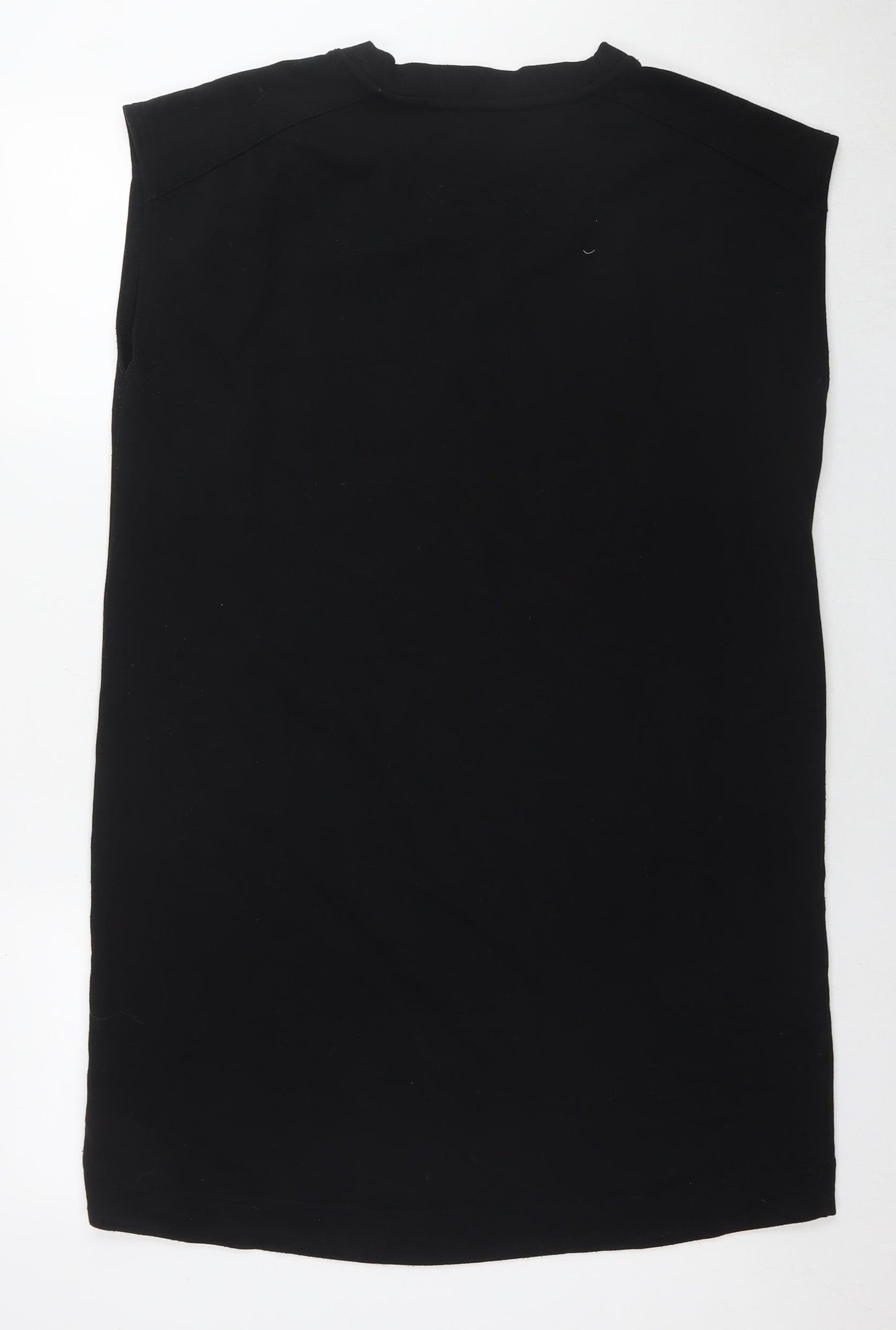 DKNY Womens Black Cotton T-Shirt Dress Size L Round Neck Pullover - Embellishment Detail Logo