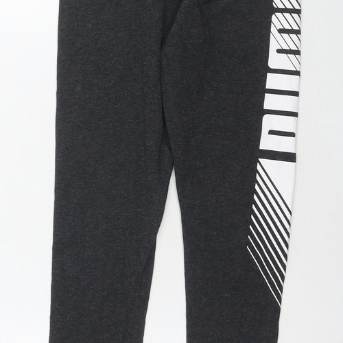 PUMA Girls Grey Cotton Pedal Pusher Trousers Size 11-12 Years L24 in Regular Pullover - Logo