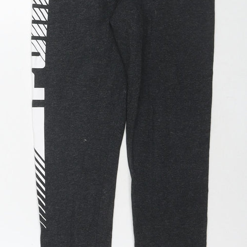 PUMA Girls Grey Cotton Pedal Pusher Trousers Size 11-12 Years L24 in Regular Pullover - Logo