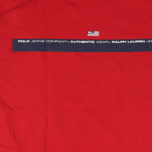 Polo Ralph Lauren Mens Red Cotton T-Shirt Size L Round Neck - Logo