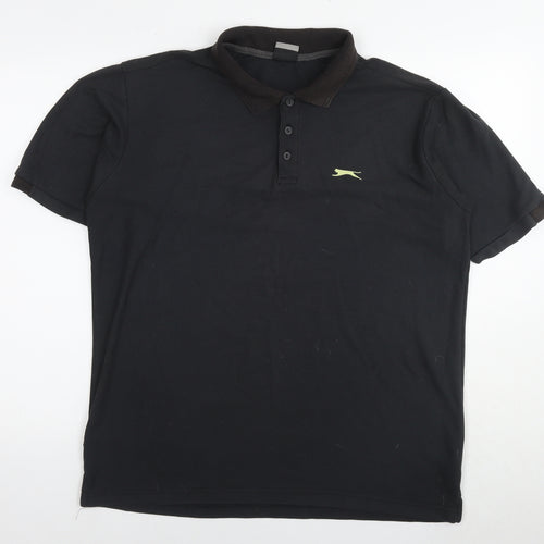 Slazenger Mens Black Cotton Polo Size XL Collared Pullover