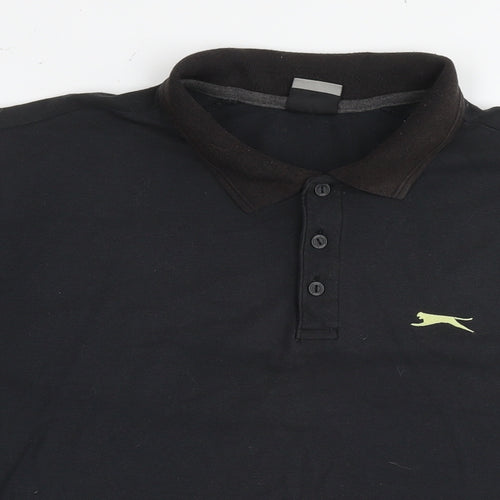 Slazenger Mens Black Cotton Polo Size XL Collared Pullover