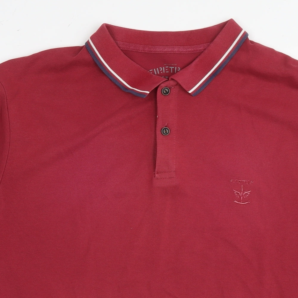 Firetrap Mens Red Cotton Polo Size XL Collared Pullover