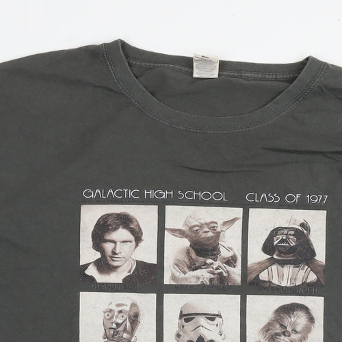 Star Wars Mens Grey Cotton T-Shirt Size L Round Neck - Star Wars