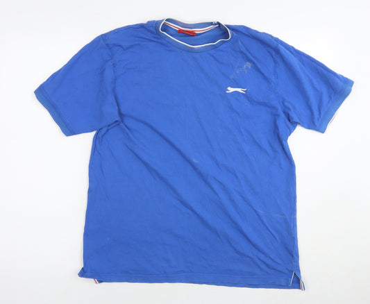 Slazenger Mens Blue Cotton T-Shirt Size M Round Neck