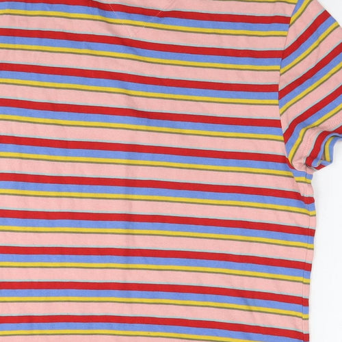 Tommy Hilfiger Womens Multicoloured Striped Cotton Basic T-Shirt Size M Round Neck