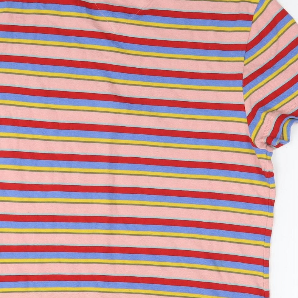 Tommy Hilfiger Womens Multicoloured Striped Cotton Basic T-Shirt Size M Round Neck