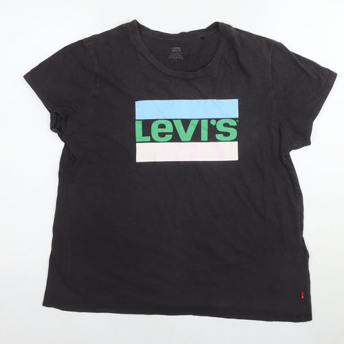 Levi's Womens Brown Cotton Basic T-Shirt Size L Round Neck - Logo