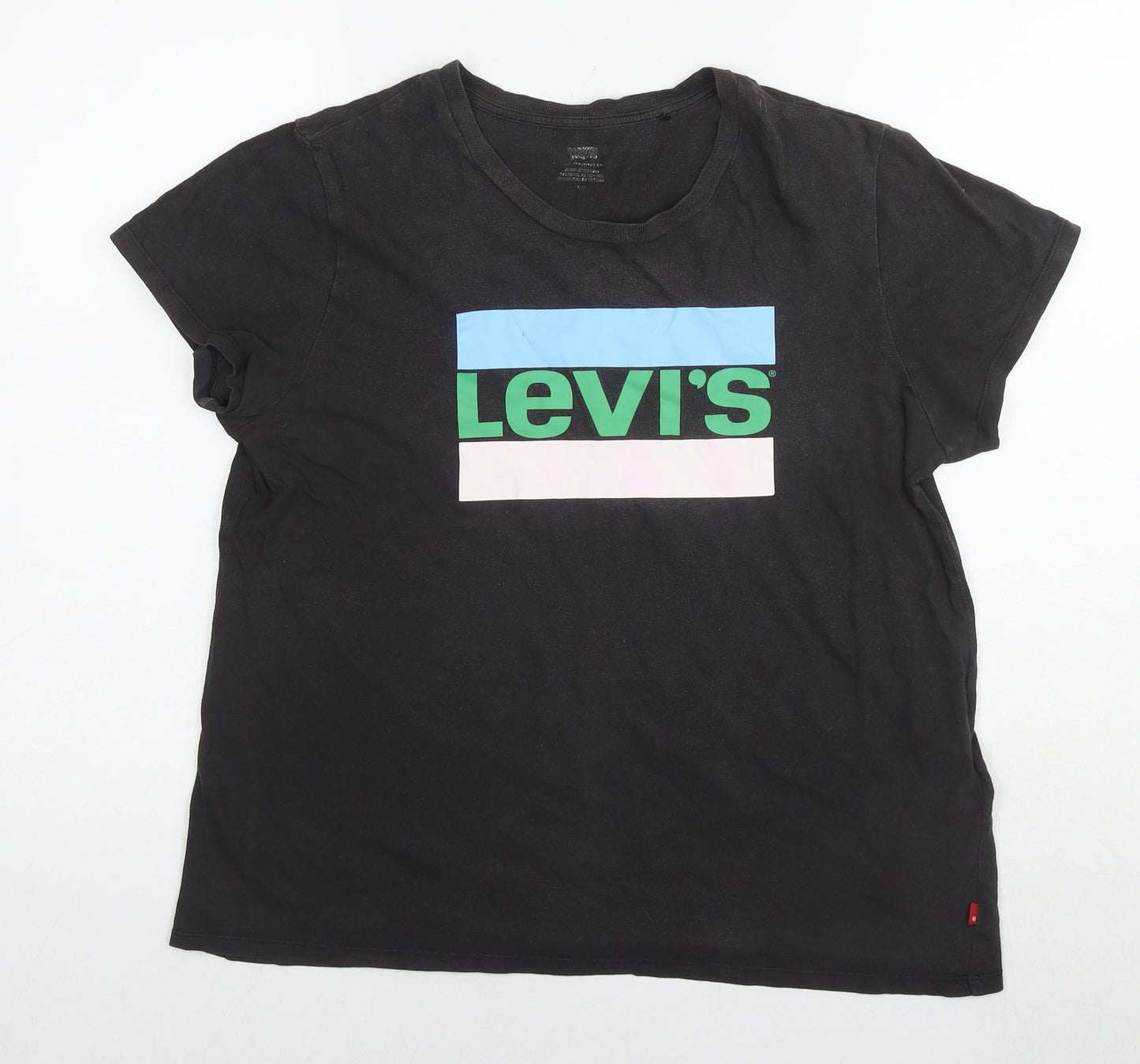 Levi's Womens Brown Cotton Basic T-Shirt Size L Round Neck - Logo