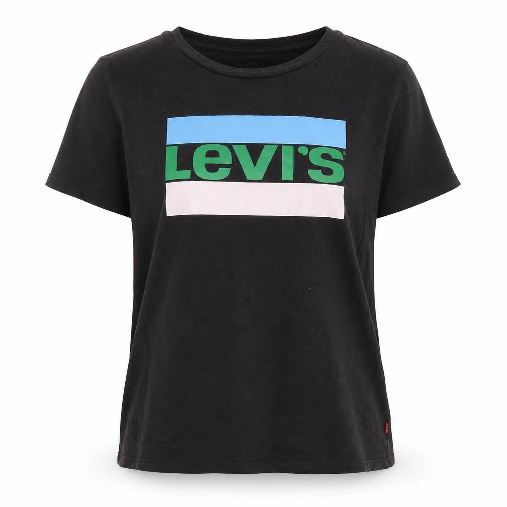 Front view of Levi's women’s brown cotton basic t-shirt, size L, round neck - logo