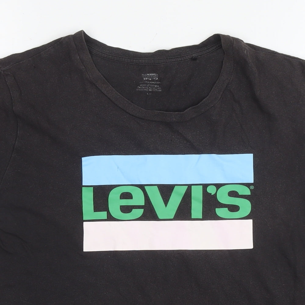 Levi's Womens Brown Cotton Basic T-Shirt Size L Round Neck - Logo