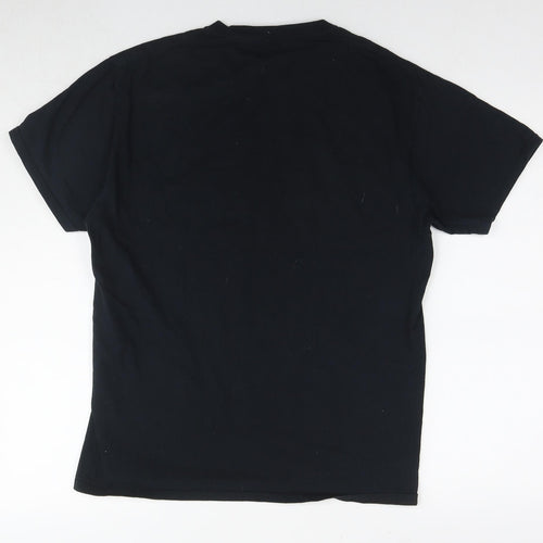 Superman Mens Black Cotton T-Shirt Size M Round Neck - Logo