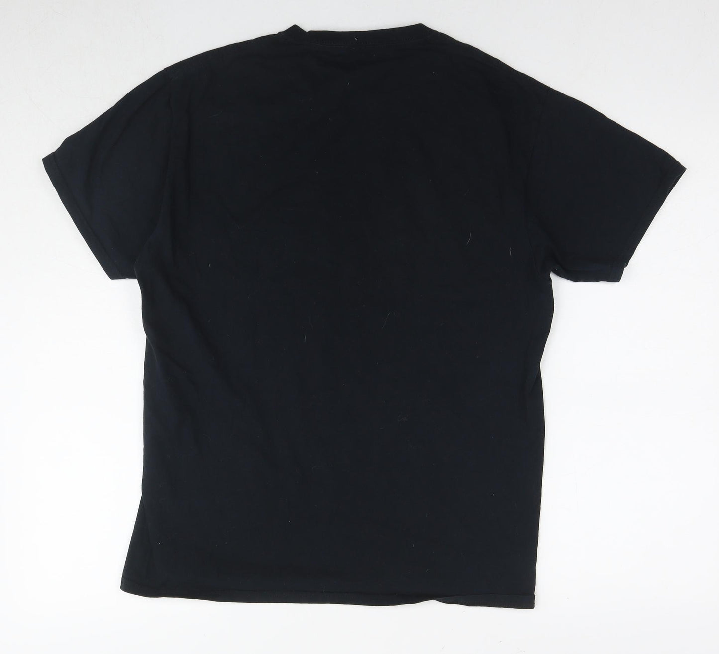 Superman Mens Black Cotton T-Shirt Size M Round Neck - Logo