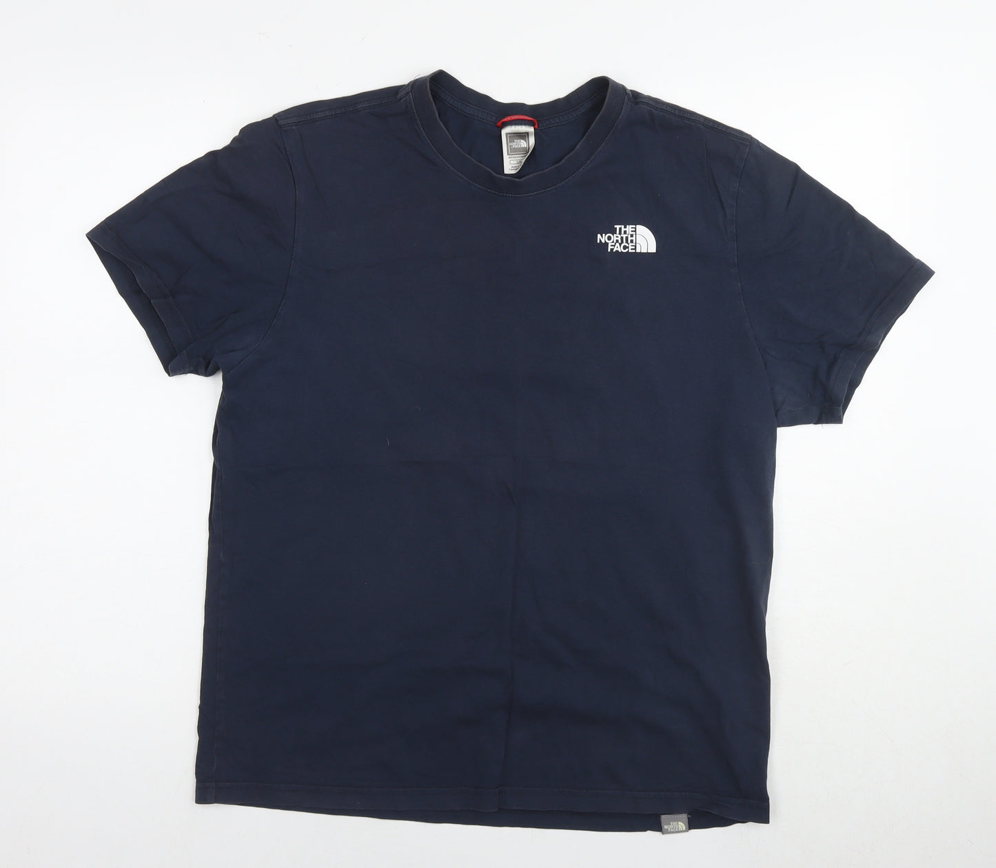 The North Face Mens Blue Cotton T-Shirt Size M Round Neck - Logo