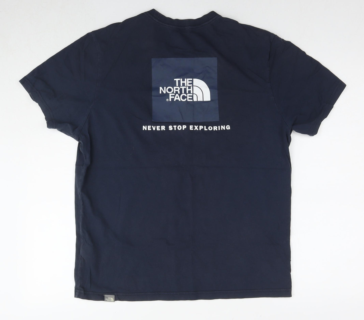 The North Face Mens Blue Cotton T-Shirt Size M Round Neck - Logo