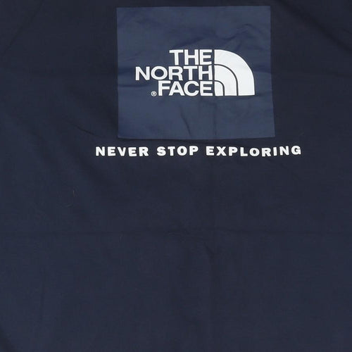 The North Face Mens Blue Cotton T-Shirt Size M Round Neck - Logo