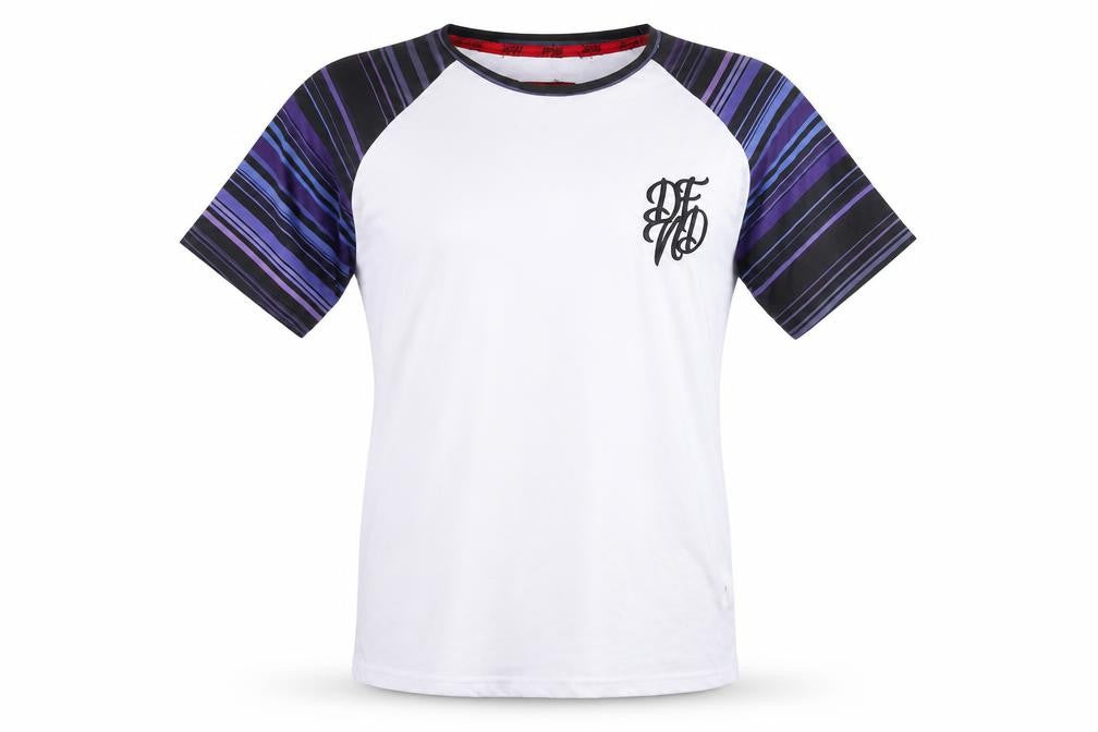 Front view of DFND women’s white cotton basic t-shirt, size XL, round neck - logo