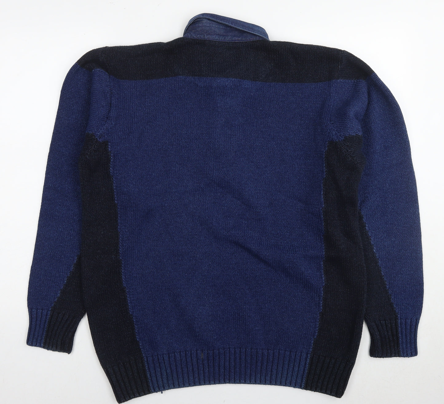 Blue Willi's Mens Blue Round Neck Cotton Pullover Jumper Size L Long Sleeve