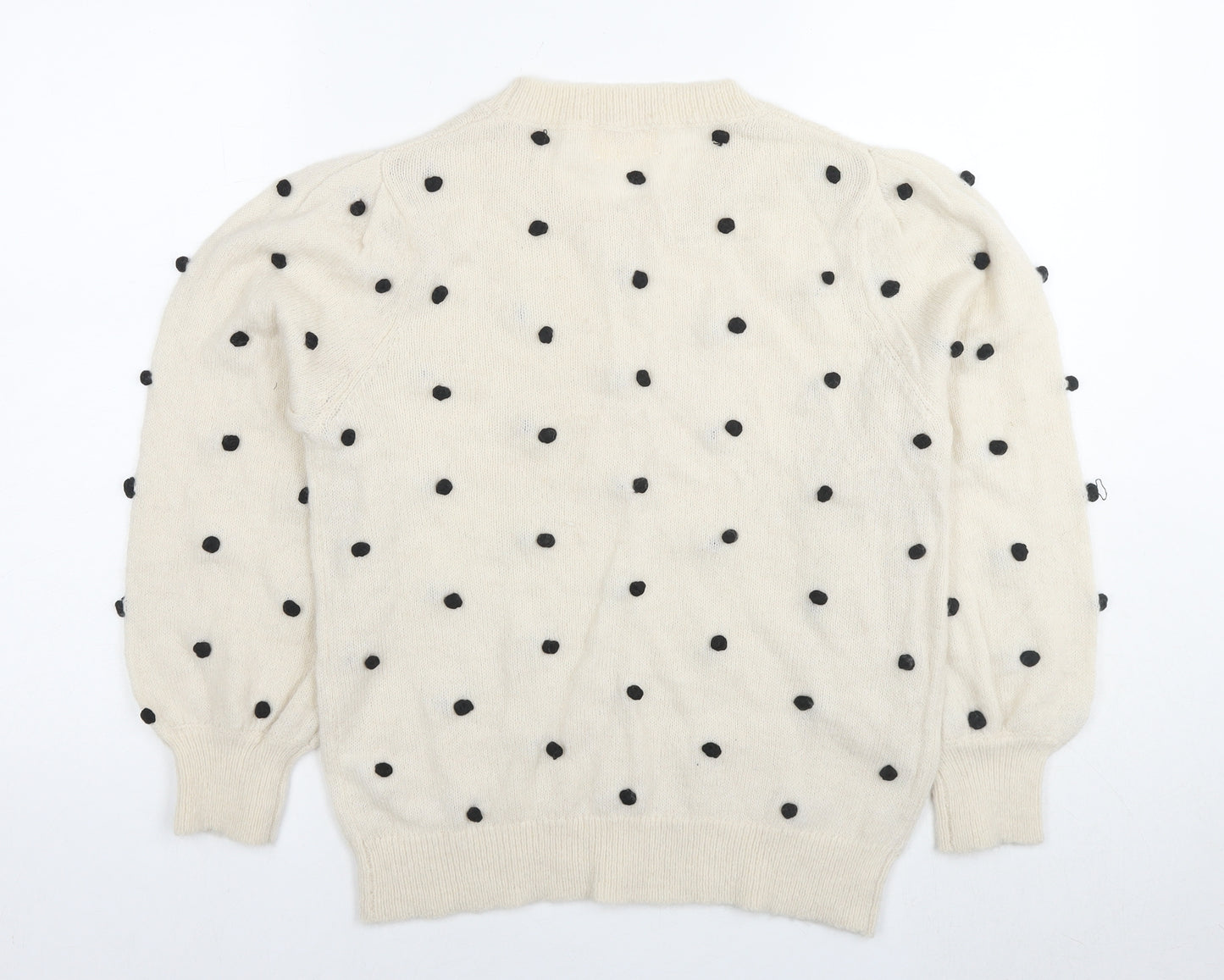 Hush Womens White Round Neck Polka Dot Nylon Pullover Jumper Size S