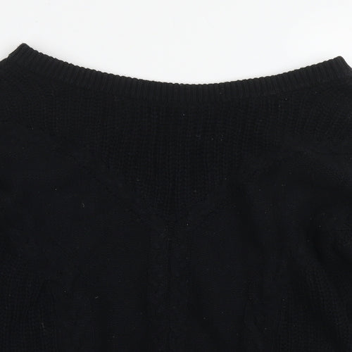 ROXY Womens Black V-Neck Cotton Pullover Jumper Size S