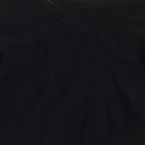 ROXY Womens Black V-Neck Cotton Pullover Jumper Size S