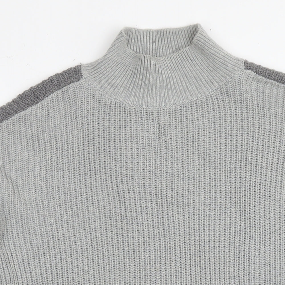 Tommy Hilfiger Mens Grey Mock Neck Cotton Pullover Jumper Size S Long Sleeve