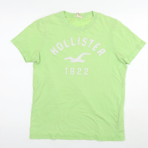 Hollister Womens Green Cotton Basic T-Shirt Size L Round Neck - Logo