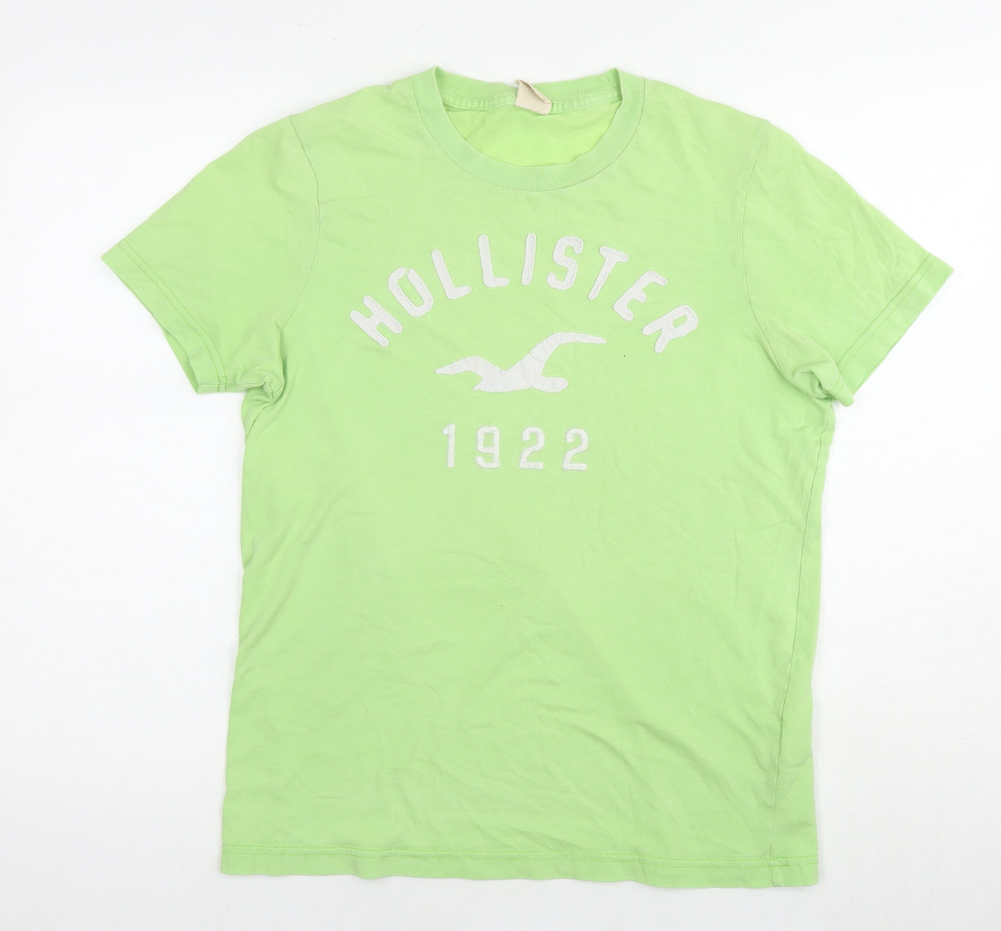 Hollister Womens Green Cotton Basic T-Shirt Size L Round Neck - Logo