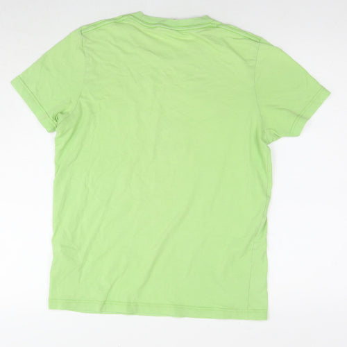 Hollister Womens Green Cotton Basic T-Shirt Size L Round Neck - Logo