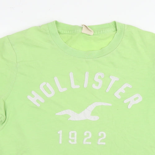 Hollister Womens Green Cotton Basic T-Shirt Size L Round Neck - Logo