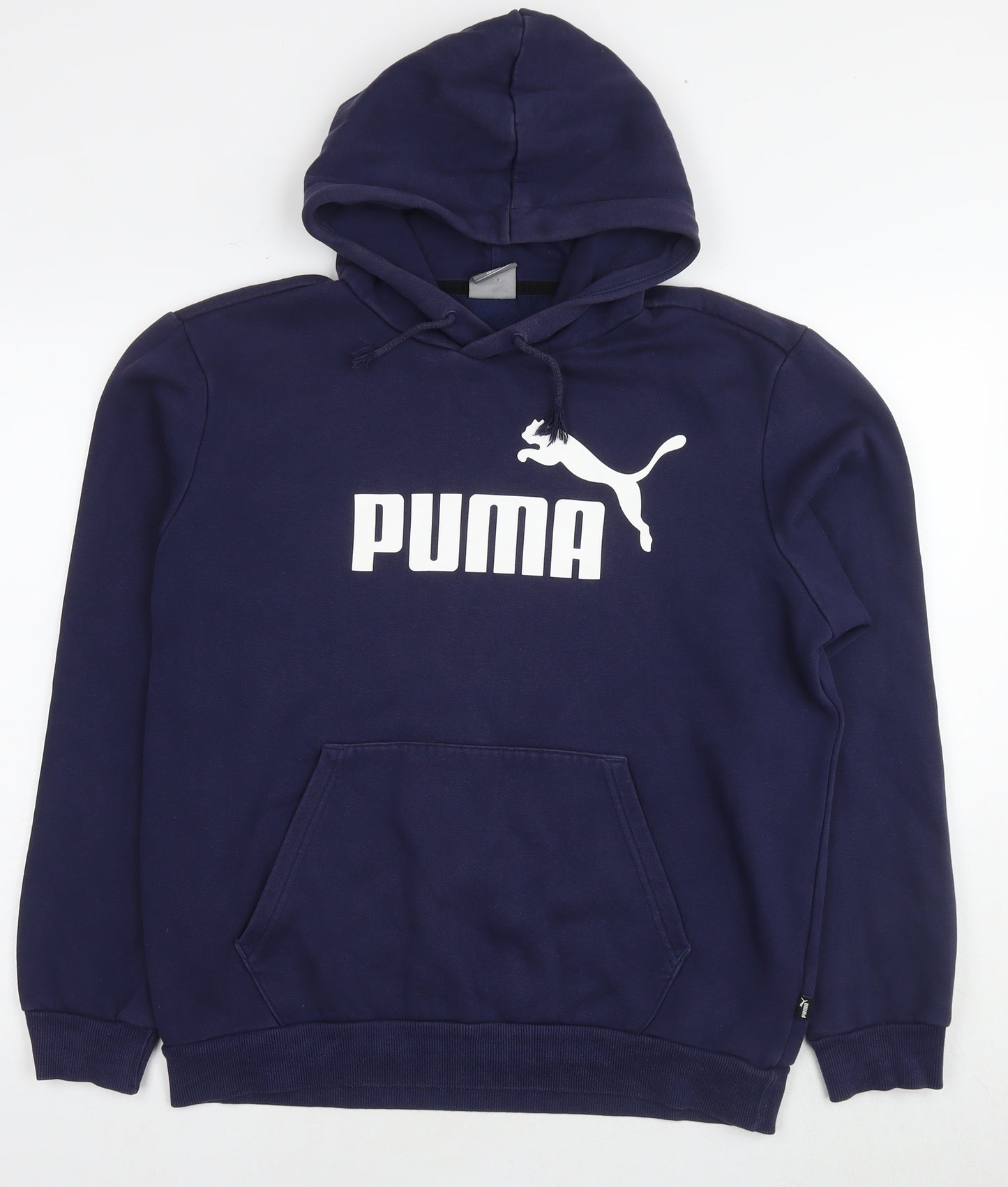 PUMA Womens Blue Cotton Pullover Hoodie Size M Pullover