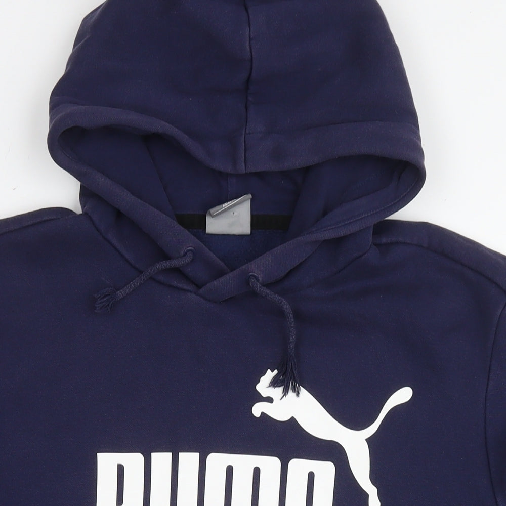 PUMA Womens Blue Cotton Pullover Hoodie Size M Pullover