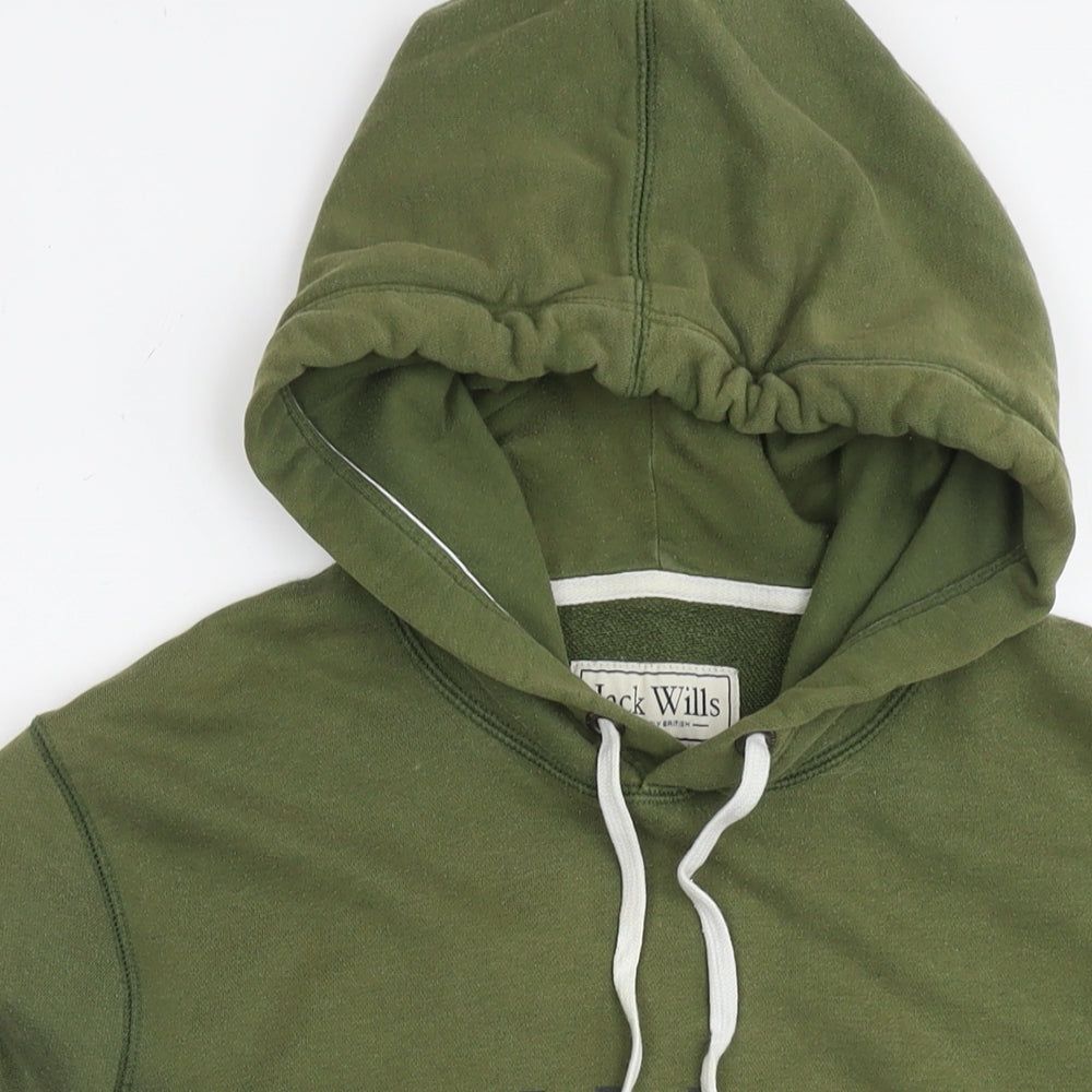 Jack Wills Mens Green Cotton Pullover Hoodie Size M - Logo