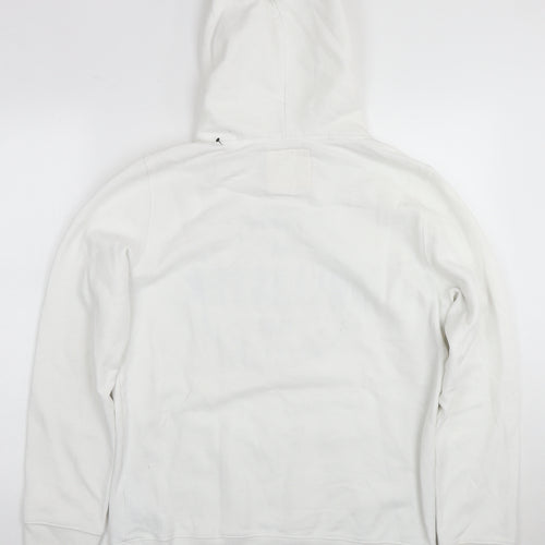 Hollister Mens White Cotton Pullover Hoodie Size M - Logo