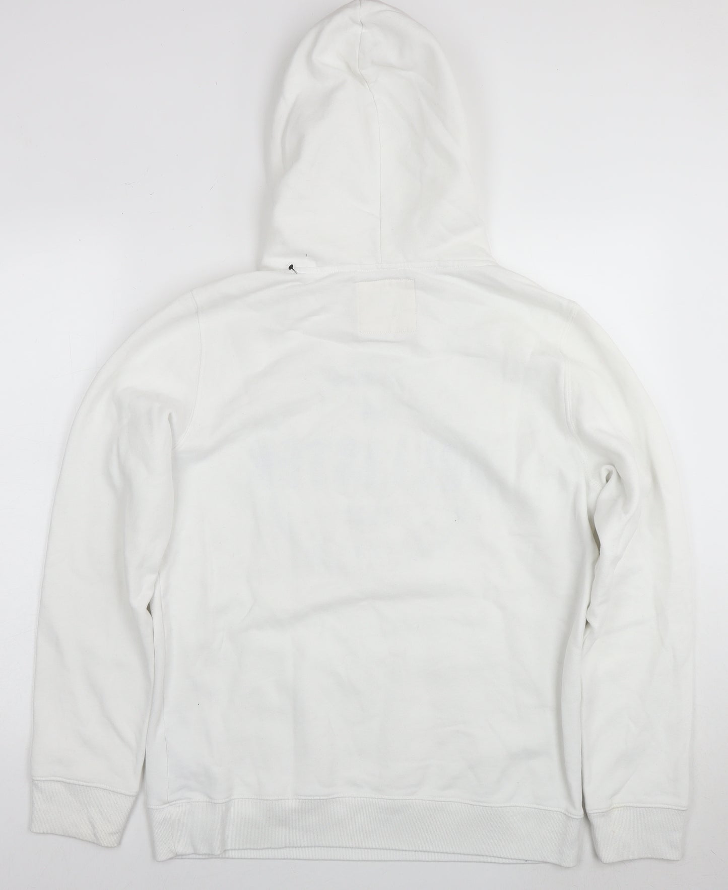 Hollister Mens White Cotton Pullover Hoodie Size M - Logo