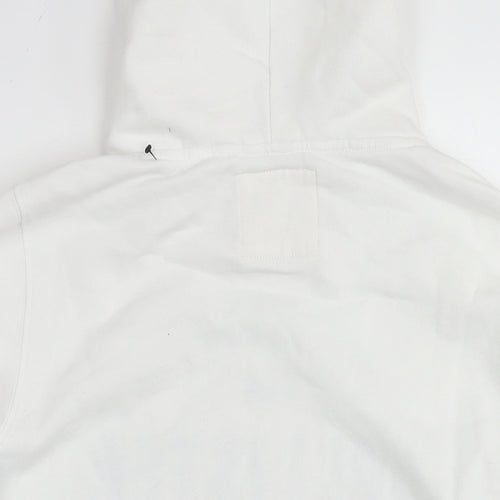 Hollister Mens White Cotton Pullover Hoodie Size M - Logo