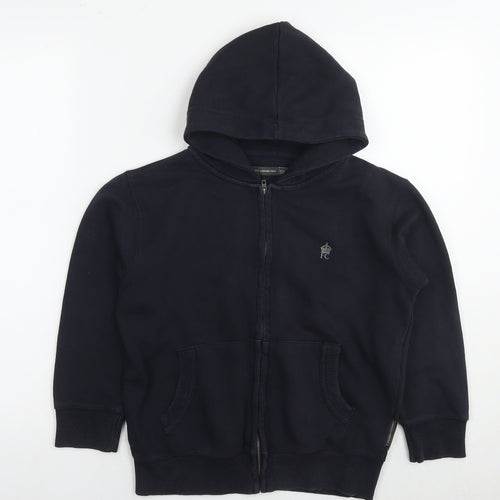 French Connection Boys Black Cotton Full Zip Hoodie Size 9-10 Years Zip
