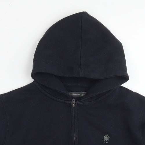 French Connection Boys Black Cotton Full Zip Hoodie Size 9-10 Years Zip