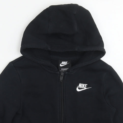 Nike Boys Black Cotton Full Zip Hoodie Size 7-8 Years Zip