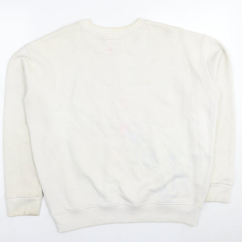 Tommy Hilfiger Womens White Cotton Pullover Sweatshirt Size S Pullover - Logo