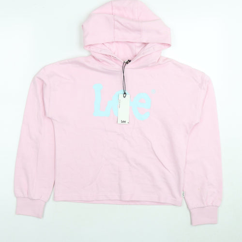 Lee Girls Pink Cotton Pullover Hoodie Size 10-11 Years Pullover - Logo